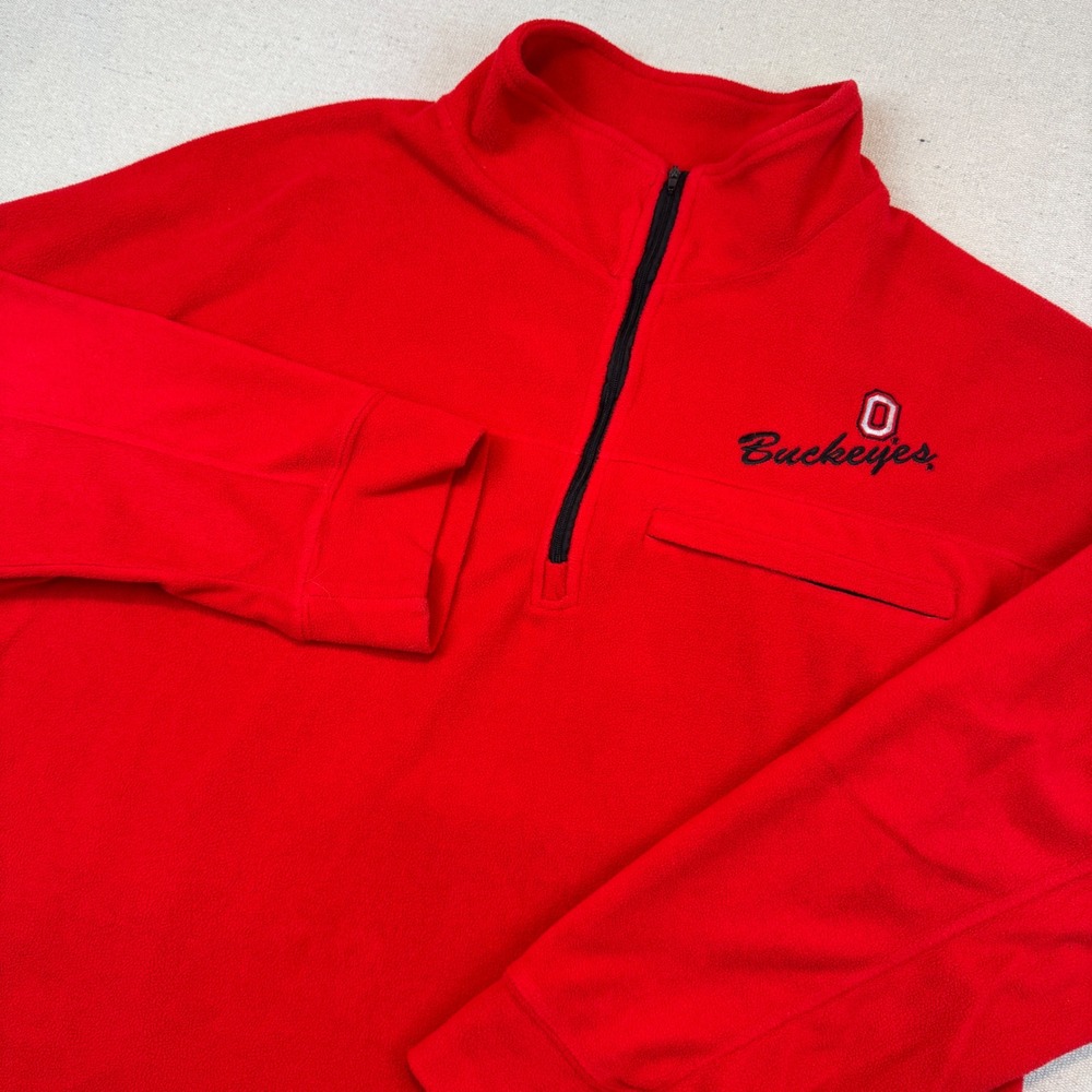 Seven Apparel Large Pullover Men Red Ohio State Buckeyes Fleece Quarter-Zip